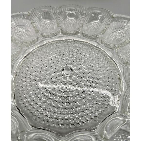 Thousand Eyes Hobnail Deviled Egg Plate, Indiana Glass Relish Plate Oyster Plate - Picture 4 of 6